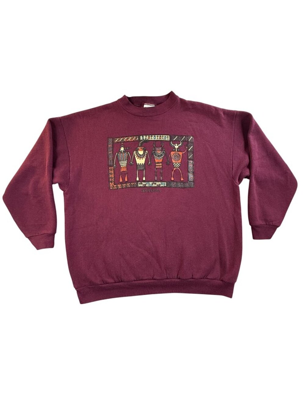 Vintage Sedona Tribal Sweatshirt Mens XL Red Graphic Crewneck Fleece 90s Tultex